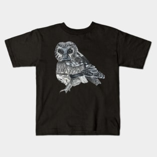 Black and white owl Kids T-Shirt